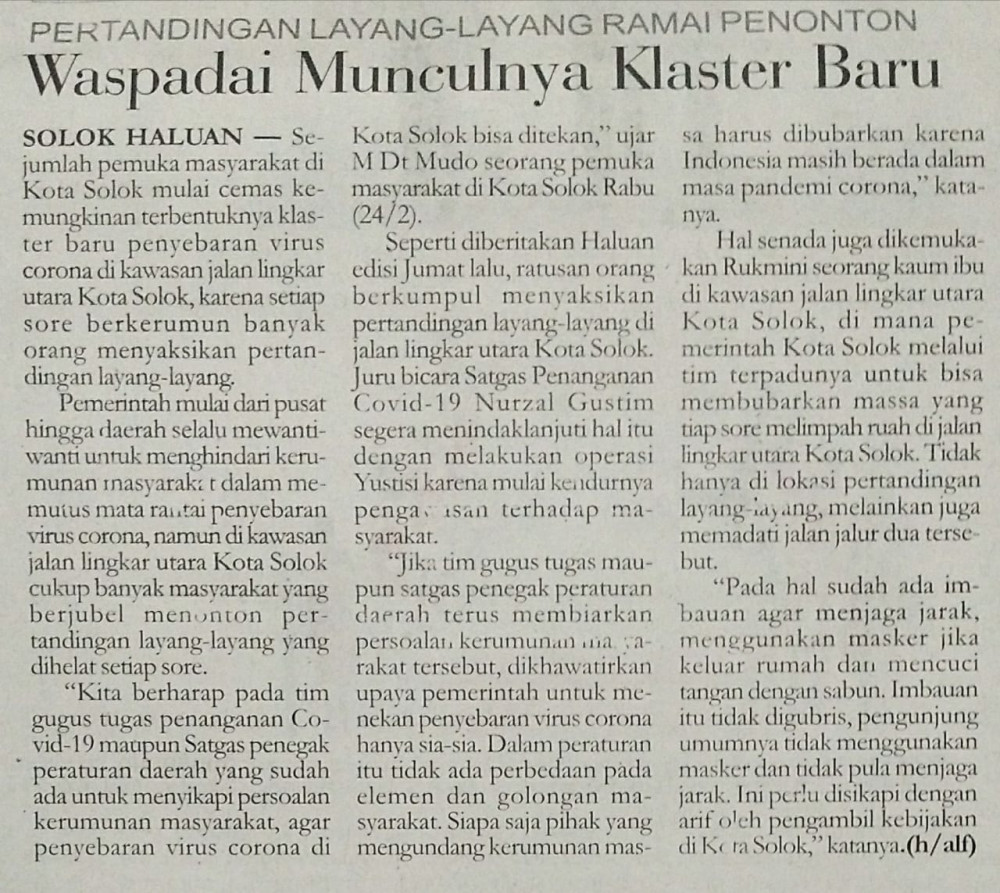 Waspadai Munculnya Klaster Baru