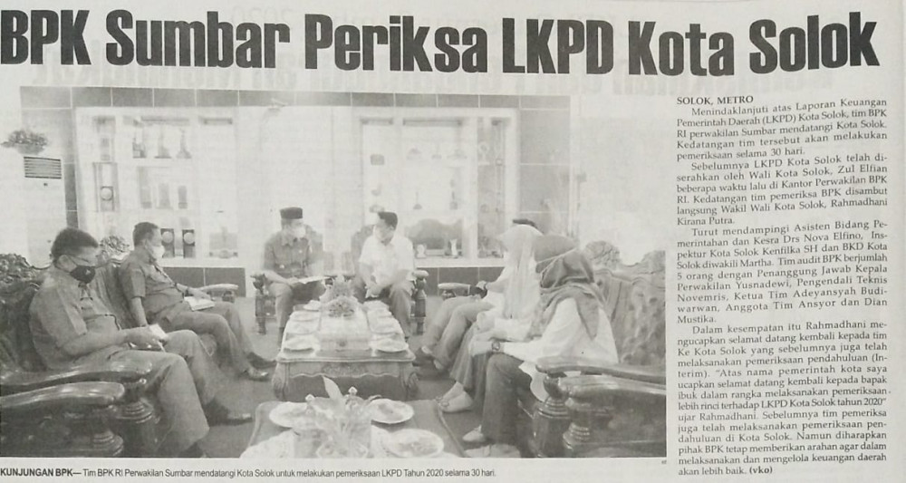 BPK Sumbar Periksa LKPD Kota Solok