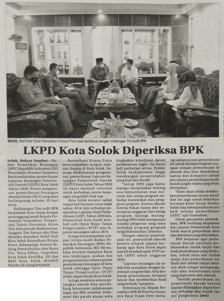 LKPD Kota Solok Diperiksa BPK