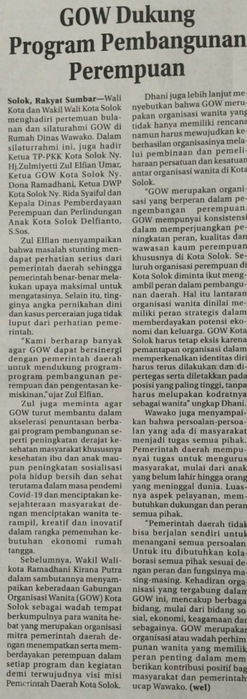 GOW Dukung Program Pembangunan Perempuan