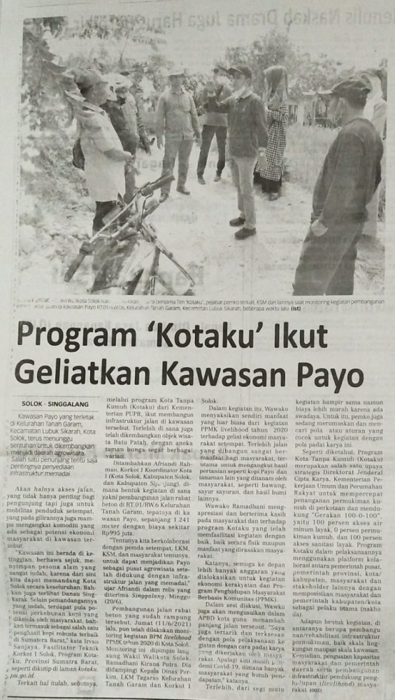 Program Kotaku Ikut Geliatkan Kawasan Payo