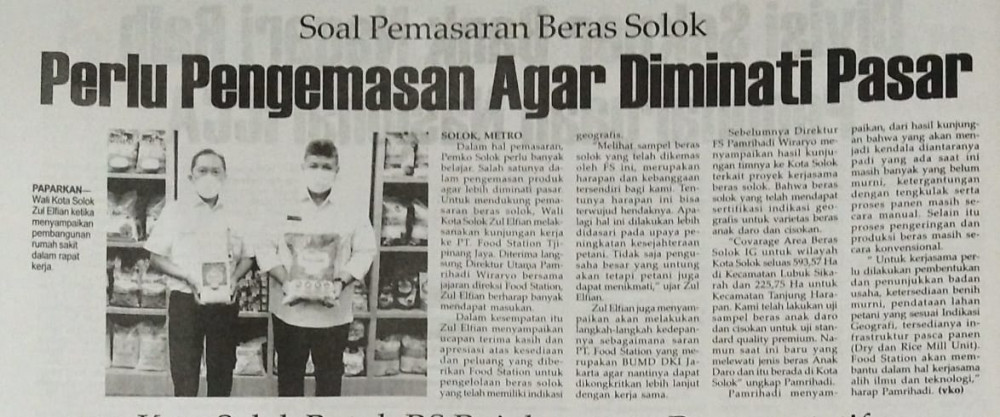 Soal Pemasaran Beras Solok, Perlu Pegemasan Agar Diminati Pasar