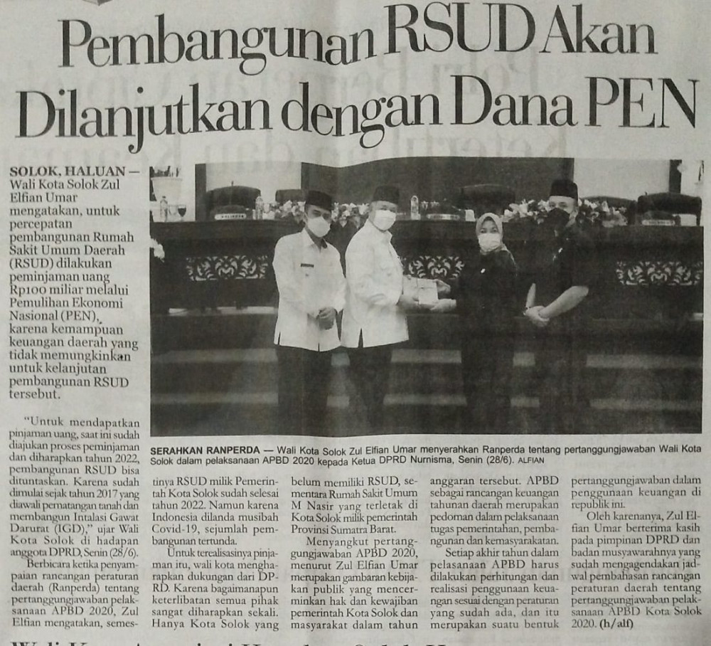 Pembangunan RSUD Akan Dilanjutkan dengan  Dana PEN
