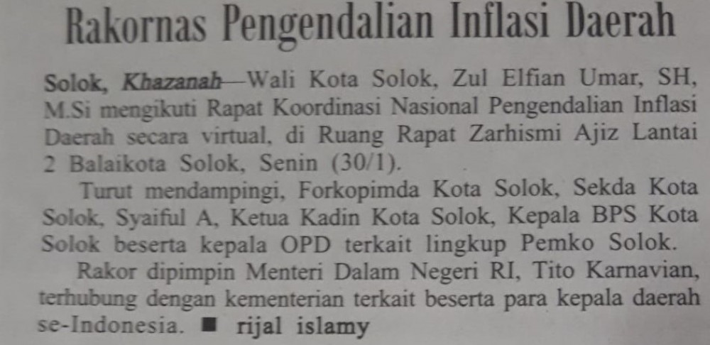 Rakornas Pengendalian Inflasi Daerah