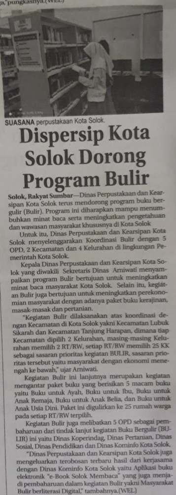 Dispersip Kota Solok Dorong Program Bulir