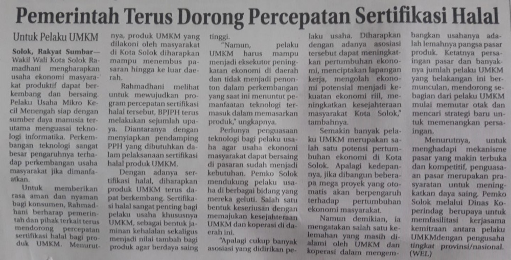 Pemerintah Terus Dorong Percepatan Sertifikat Halal