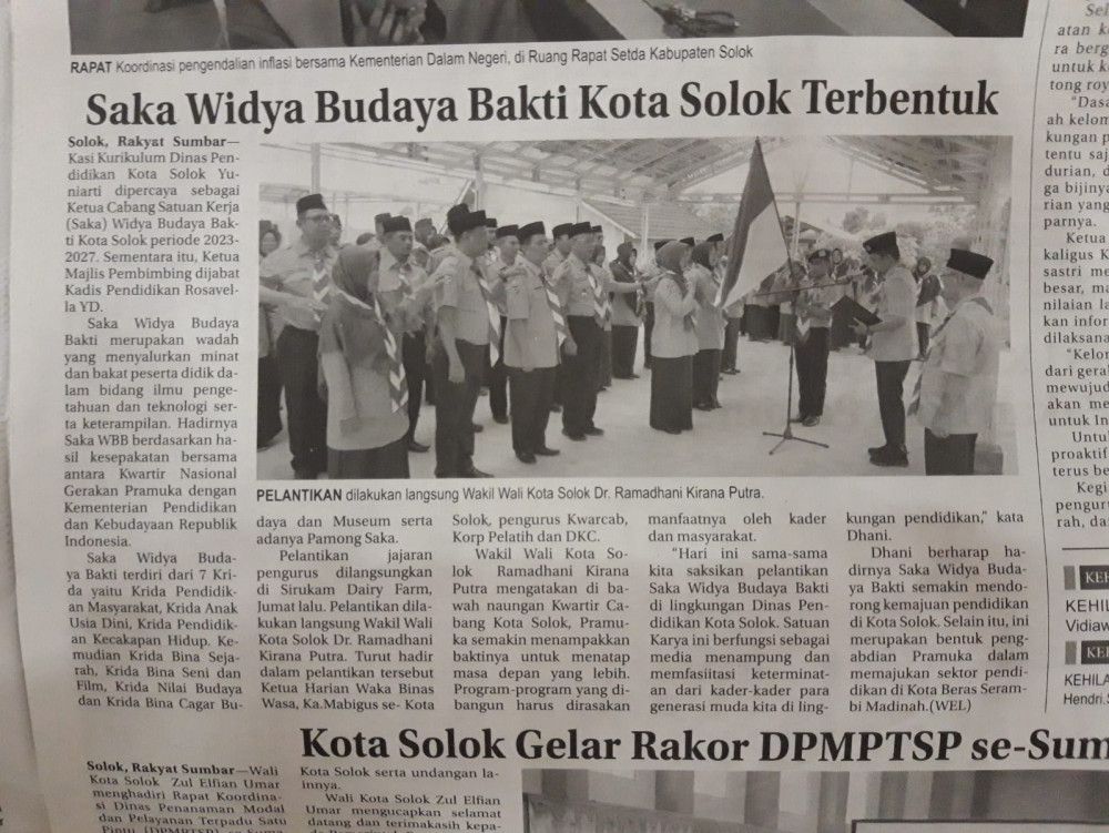 Saka Widya Budaya Bakti Kota Solok Terbentuk