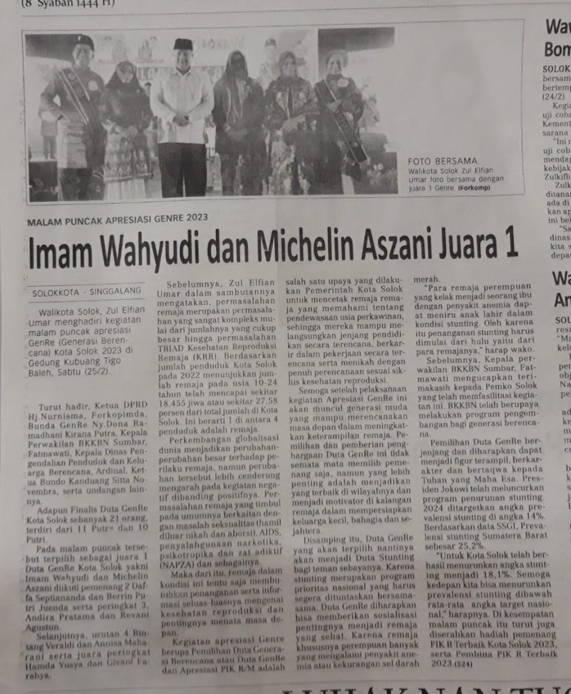Imam Wahyudi dan Michelin Aszani Juara 1