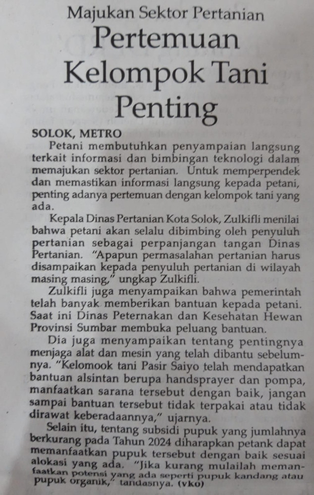 Pertemuan Kelompok Tani Penting
