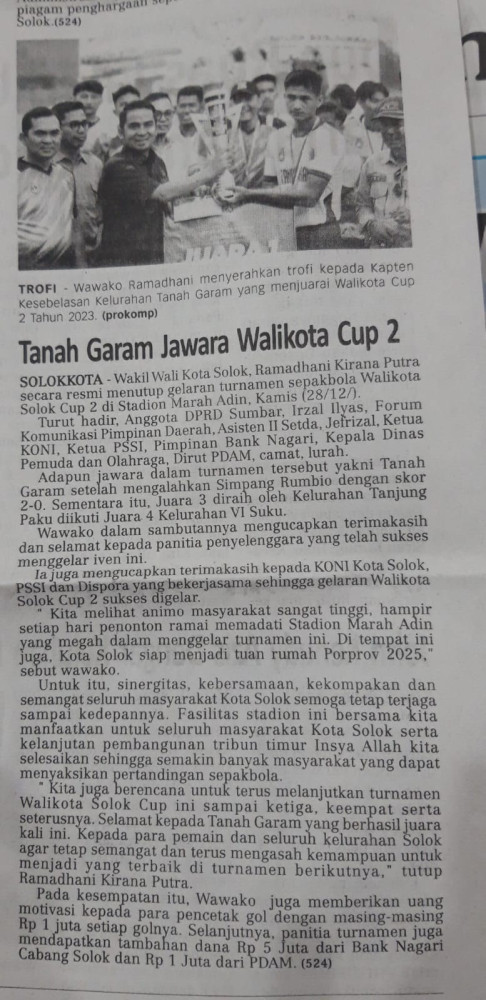 Tanah Garam Jawara Walikota Cup 2