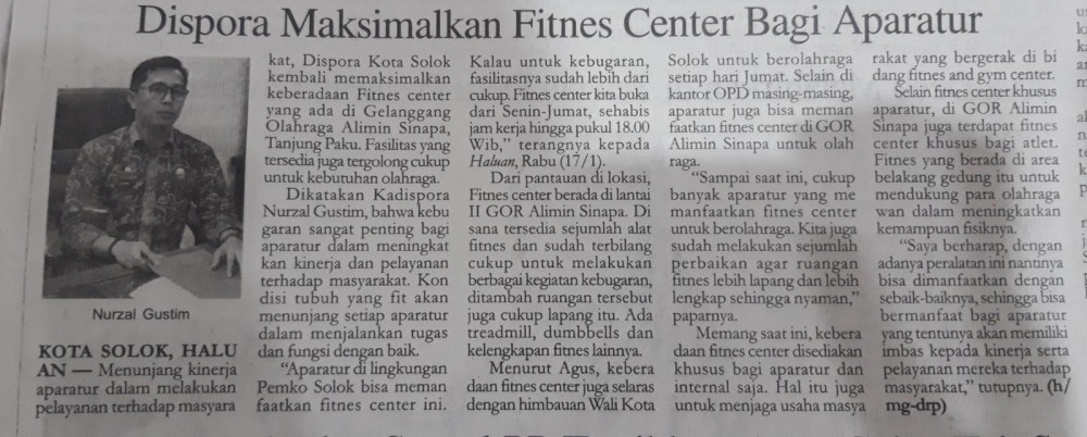 Dispora Maksimalkan Fitnes Center Bagi Aparatur