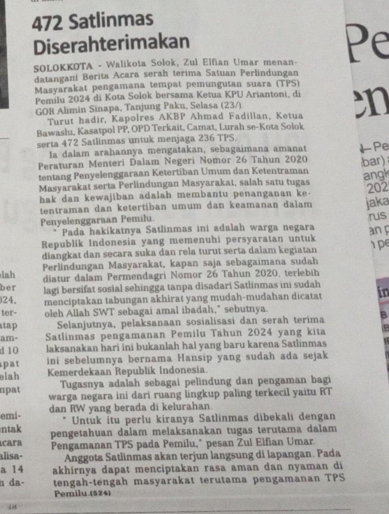 472 Satlinmas Diserahterimakan