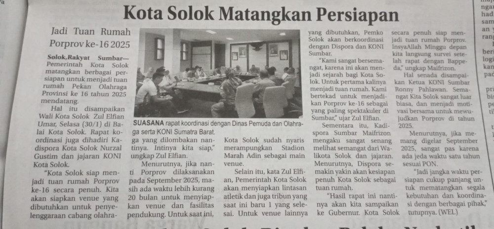 Kota Solok Matangkan Persiapan