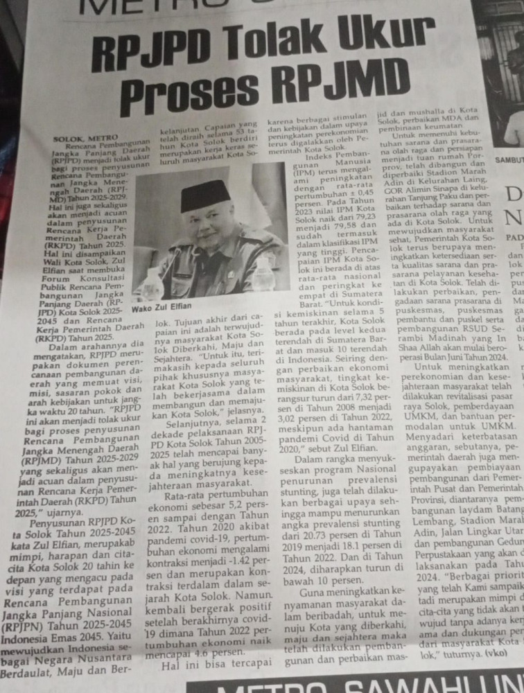 RPJPD Tolak Ukur Proses RPJMD