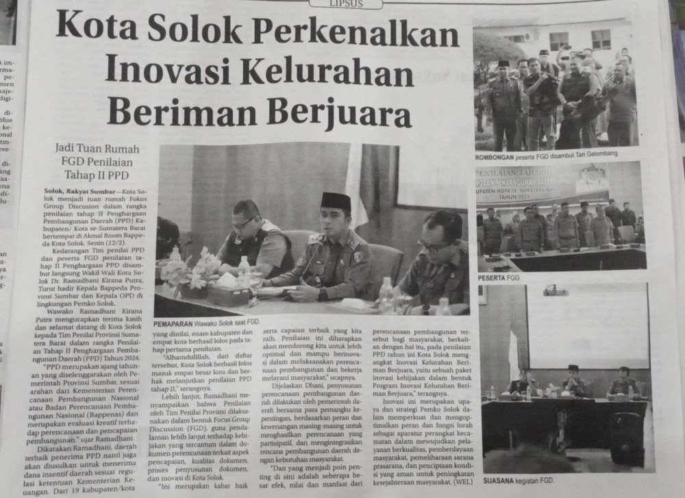 Kota Solok Perkenalkan Inovasi Kelurahan Beriman Berjuara