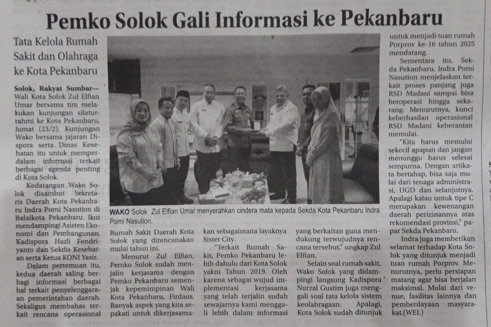 Pemko Solok Gali Informasi ke Pekanbaru