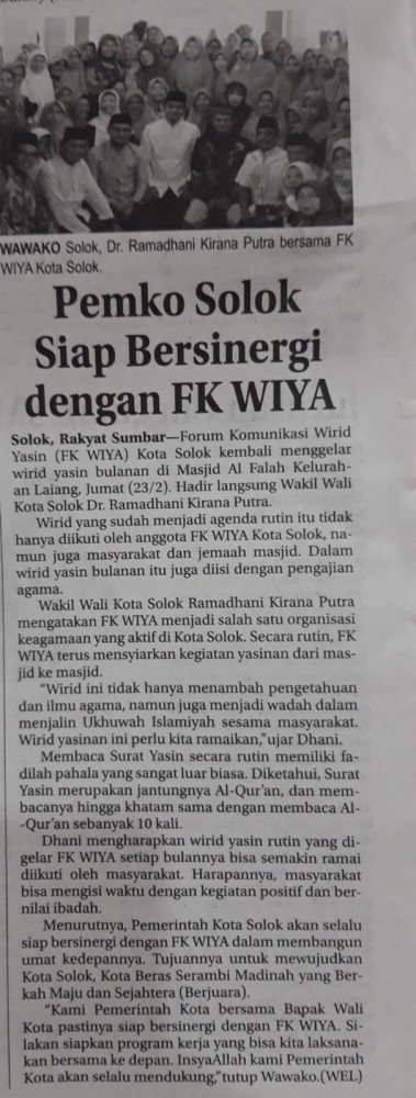 Pemko Solok Siap Bersinergi dengan FK WIYA