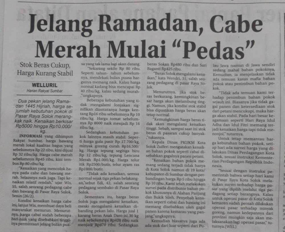 Jelang Ramadhan, Cabe Merah Mulai "Pedas"