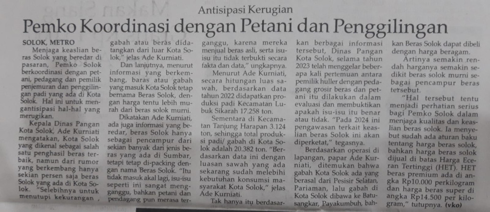 Pemko Koordinasi dengan Petani dan Penggilingan