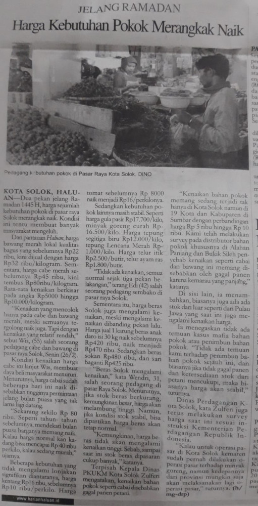 Harga Kebutuhan Pokok Merangkak Naik