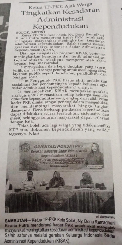 Ketua Tp-PKK Ajak Warga Tingkatkan Kesadaran Administrasi Kependudukan