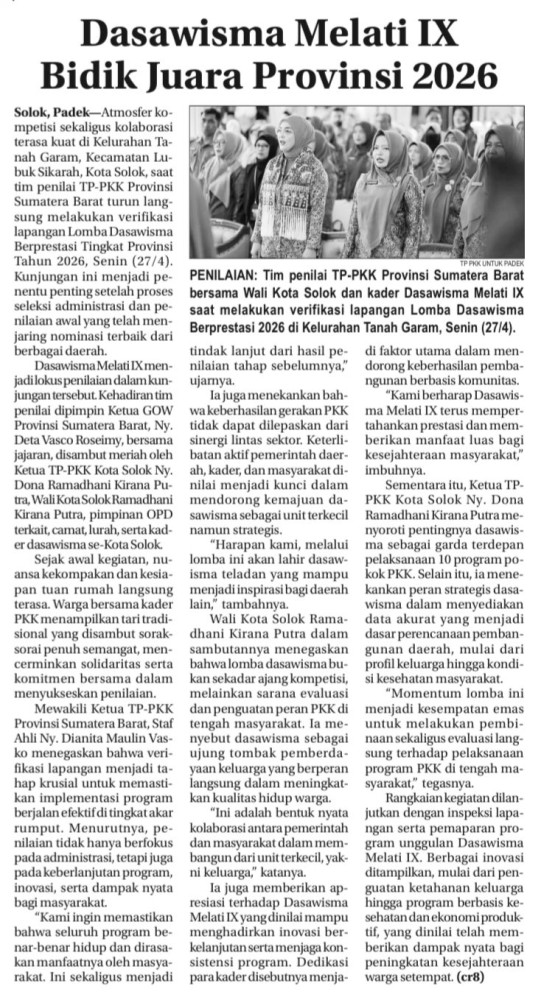 Dasawisma Melati IX Bidik Juara Provinsi 2026