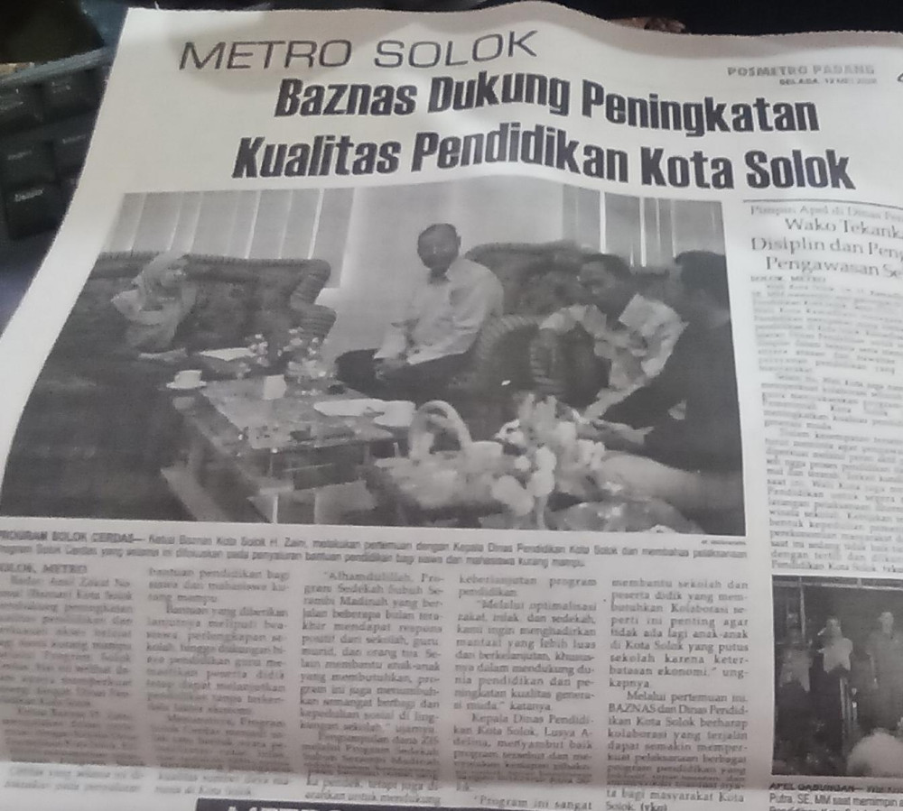 Baznas Dukung Peningkatan Kualitas Pendidikan Kota SOlok