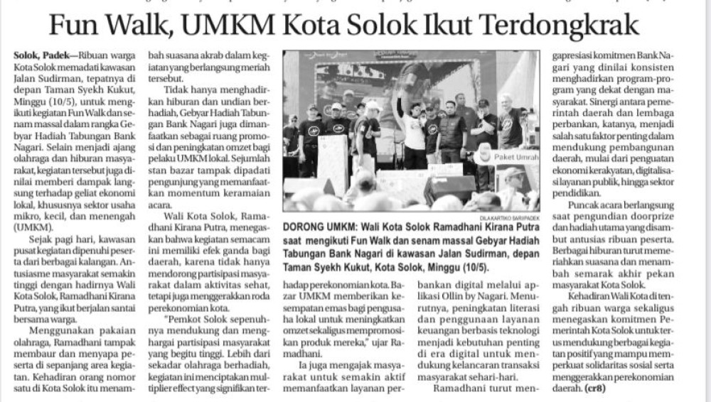 Fun Walk, UMKM Kota Solok Ikut Terdongkrak
